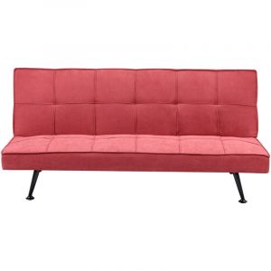 Beliani Canapé-lit Moderne Sans Accoudoirs Inclinable Convertible Tissu Rouge Hasle