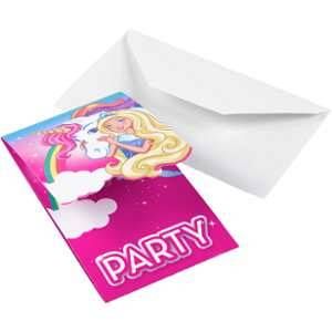8 cartons d'invitations Barbie Dreamtopia