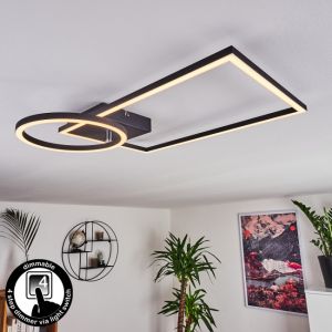 Image de Hofstein Plafonnier LED Moya en m&eacute;tal noir, &eacute;l&eacute;gant luminaire design &agrave; intensit&eacute; variable via interrupteur classique on/off, les 2 &eacute;l&eacute;ments LED sont orientables, 24,5 Watt, max. 3000 Lumen, 3000 Kelvin