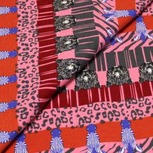 Jersey imprim&eacute; - Z&egrave;bre et l&eacute;opard ton rose