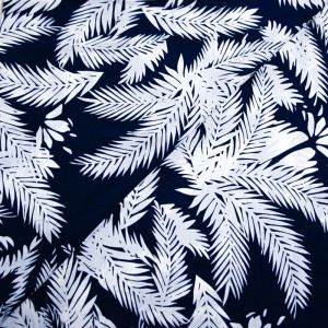 Étoffe 100% viscose - Palmier fond marine