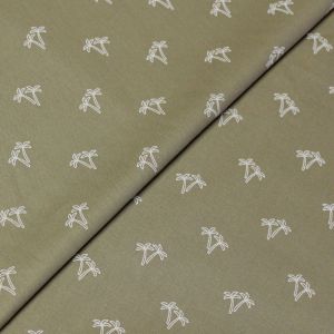 Popeline 100% coton - Palmier fond vert lichen