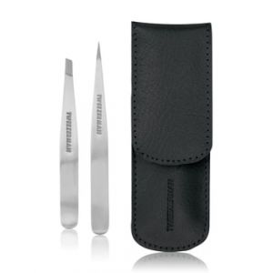 Tweezerman Petite Tweezer Set Petite trousse de pincettes avec &eacute;tui, Black Kit sourcils