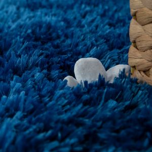 Tapis de bain Kandela bleu 80 cm rond