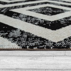 Tapis d'intérieur & extérieur Saga noir-blanc 160 cm rond