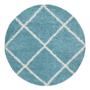Tapis shaggy Kalea turquoise 80 cm rond