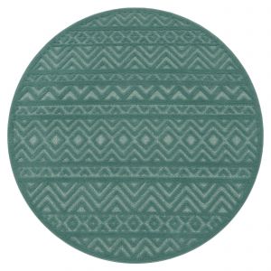Tapis d'intérieur & extérieur Livornia turquoise 160 cm rond