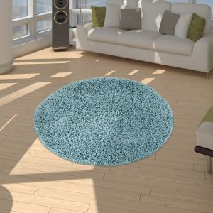Tapis shaggy Trista turquoise 120 cm rond
