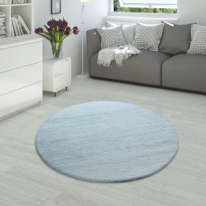 Tapis en fourrure Fluffy turquoise 80 cm rond