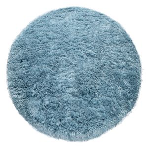 Tapis à poils longs Alba turquoise 120 cm rond