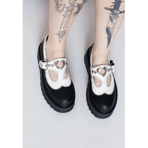 DemoniaCult - Slacker 23 Black/White Vegan Leather - Sandales pour fille - noir - EU 41 - Synthetic/Textile/Caoutchouc