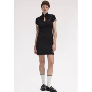 Fred Perry x Amy Winehouse - Printed Trim Pique Black - Robe - noir - X-Small - 100% Coton,Coton