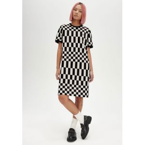 Fred Perry - Chequerboard Pqu Black - Robe - noir - XX-Small - 100% Coton,Coton