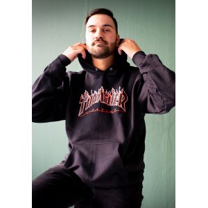 Thrasher - Flame Hood Black/Red - Hoodie - noir - S - 90 % coton, 10 % polyester,Transpirer
