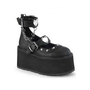 DemoniaCult - 4 1/2 Platform Dual Strap Black - Chaussures pour fille - noir - EU 38 - Synthetic/Synthetic/Caoutchouc
