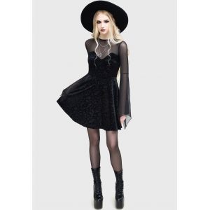 Killstar x Moonbloom - Enigma Garden Black - Robe - noir - XL - 95 % polyester, 5 % élasthanne,92 % polyester, 8 % élasthanne,Velours