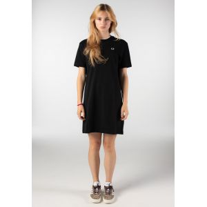 Fred Perry - Tipped Pique T-Shirt Black - Robe - noir - Small - 100% Coton,Coton