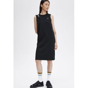 Fred Perry - Layered Ringer Black - Robe - noir - Medium - 100% Coton,Coton