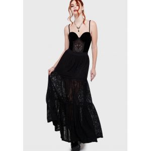 Killstar - Kiss Of Night Maxi Black - Jupe - noir - XL - 100% Polyamide