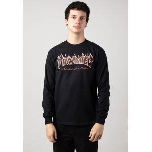 Thrasher - Flame Black Red - Tshirt manches longues - noir - M - 100% Coton,Jersey