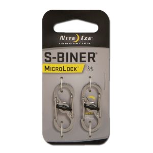 Mousqueton S-Biner MicroLock acier lot de 2 - Noir
