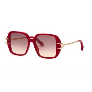 Roberto Cavalli Femme Roberto Cavalli SRC030 09EZ Lunettes de soleil Ac&eacute;tate Rouge Marron G&eacute;om&eacute;trique Normale Ombr&eacute;