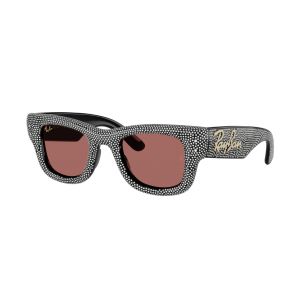 Ray - Ban Unisex Ray - Ban RB4940BP WAYFARER PUFFER 686585 Lunettes de soleil Nylon Noir Violet Carr&eacute; Normale