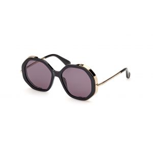 Max Mara Femme MM0094 LIZ 01A Lunettes de soleil Acétate Noir Fumée Géométrique Normale