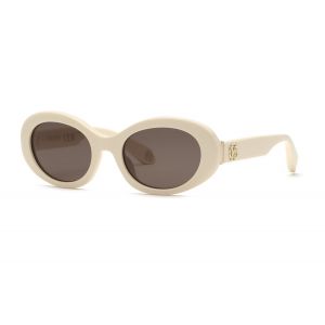 Roberto Cavalli Femme SRC142M  09X7 Lunettes de soleil Acétate Ivoire Marron Géométrique Normale