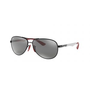 Ray - Ban Homme RB8313M SCUDERIA FERRARI COLLECTION F0096G Lunettes de soleil Acier Noir Gris Pilote Miroir Miroir