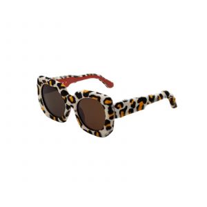 Marni Unisex Jellyfish Lake Delacouri Leopard 0ZT Lunettes de soleil Acétate Léopard Marron Carré Normale