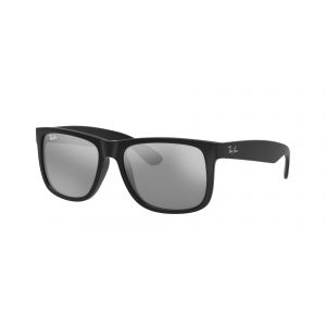 Ray - Ban Homme RB4165F JUSTIN 622/6G Lunettes de soleil Nylon Noir Argent Carré Normale Miroir