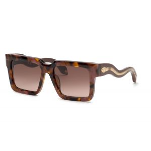 Roberto Cavalli Femme Roberto Cavalli SRC055 01GQ Lunettes de soleil Ac&eacute;tate Havane Marron Carr&eacute; Normale Ombr&eacute;