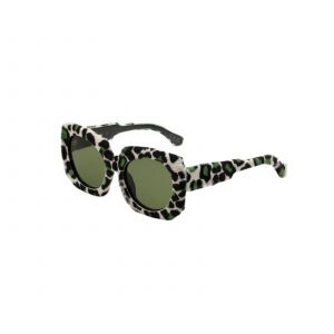 Marni Unisex Jellyfish Lake Tulliana Leopard DM1 Lunettes de soleil Acétate Léopard Vert Carré Normale