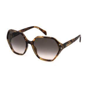 Blumarine Femme SBM861S  08XW Lunettes de soleil Acétate Havane Vert Géométrique Normale Ombré