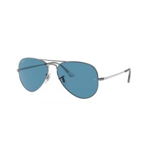 Ray - Ban Unisex RB3689 AVIATOR METAL II 004/S2 Lunettes de soleil Métal Gris Bleu Pilote Polarisé