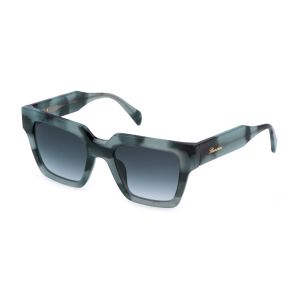 Blumarine Femme SBM867  092I Lunettes de soleil Acétate Havane Bleu Carré Normale Ombré