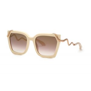 Roberto Cavalli Femme Roberto Cavalli SRC034M 9X7G Lunettes de soleil Ac&eacute;tate Beige Marron Carr&eacute; Normale Ombr&eacute;