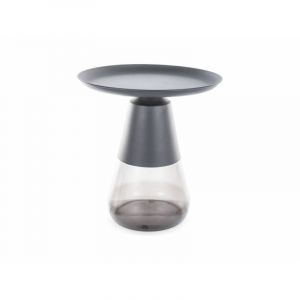 Table basse ronde en verre fumé "Tiffany A" - Noir - D 50 x H 52 cm