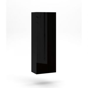 Armoire suspendue "Vivo" avec porte + 3 étagères - Noir/Noir brillant - H 140 cm