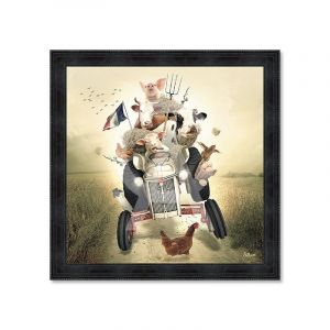 Cadre en bois avec impression en PVC vernis "Tracteur" - Noir - 100 x 100 cm - Collection Binet