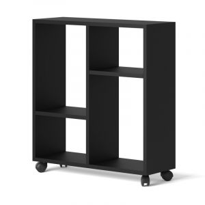 Table sur roulettes Trasco avec 4 étagères - Noir - L 60 x P 20 x H 65 cm