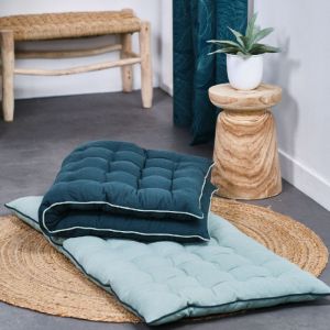 Matelas de sol en 100% coton "Kali" - Bleu Paon - L 120 x L 60 cm