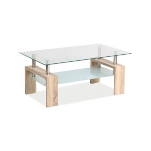 Table basse double niveau - Lisa Basic II - 100 x 60 x 55 cm - Couleur chêne sonoma