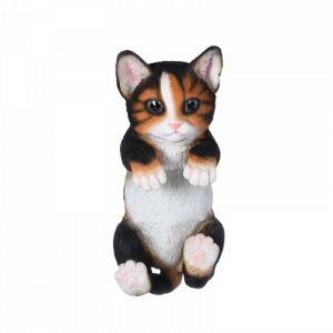 Statuette de chat à accrocher sur barrière en polyrésine - Noir - L 11 x l 9 x H 22 cm