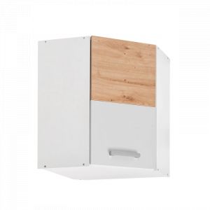 Placard d'angle haut de cuisine "Ava" - Blanc/Beige - L 60 x H 72 x P 30 cm
