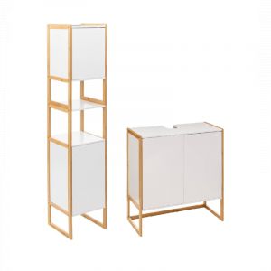 Ensemble de salle de bain avec sous vasque + colonne - 70 cm - Epuréo Blanc