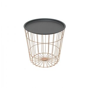 Table filaire d'appoint en métal - L 38 x l 38 x H 10,1 cm - Cuivré et Noir