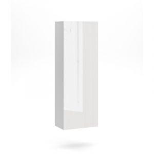 Armoire suspendue "Vivo" avec porte + 3 étagères - Blanc/Blanc brillant - H 140 cm