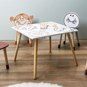 Table et 2 chaises enfant "Monsieur Madame" - Bleu/Jaune - L 60 x H 44 x P 60 cm